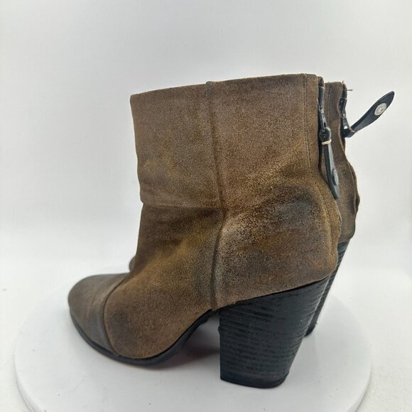 Rag & Bone Distressed Women Size 7.5 EU 37.5 Suede Back Zipper Heel Boot Brown - Picture 7 of 13